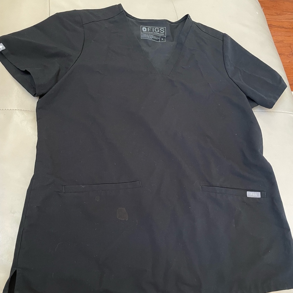 Figs Black Casma Scrub Top, Size Medium